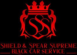 Shield & Spear Supreme Black Car Service Logo